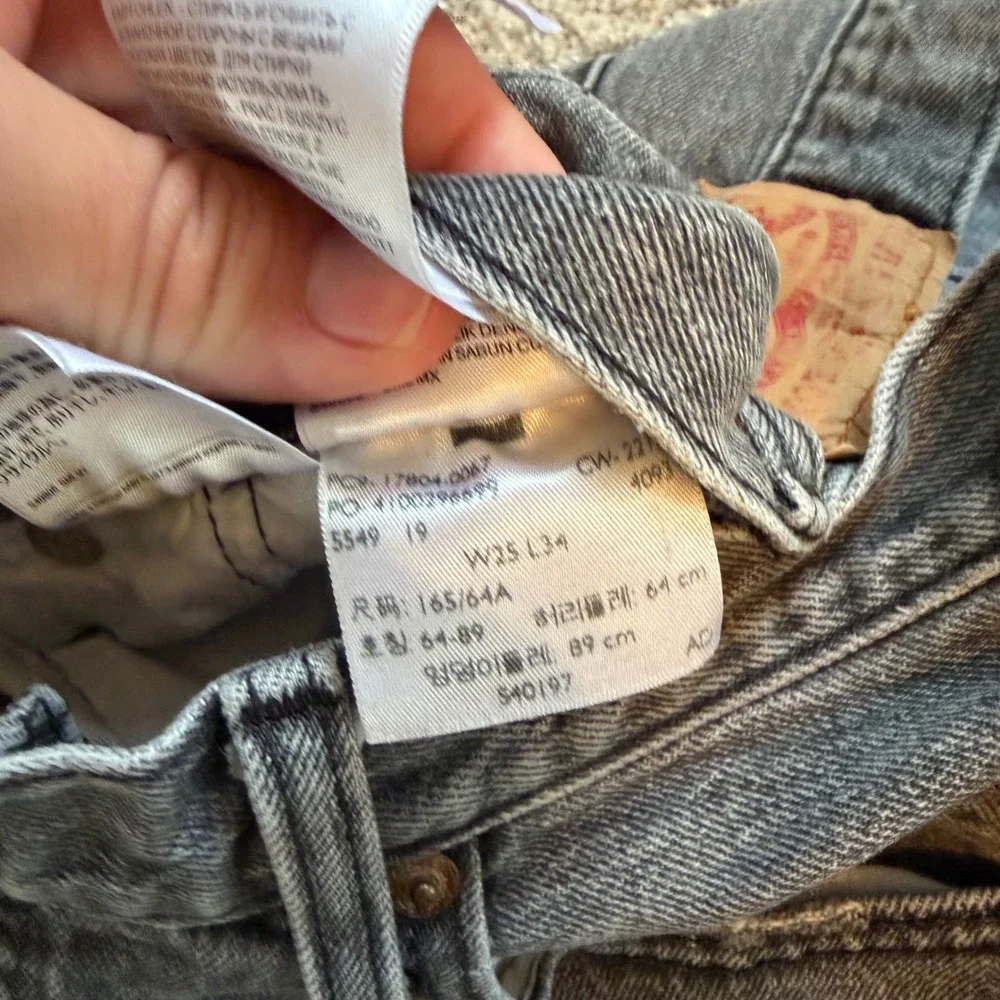 Levis 501 Original Fit Gray Straight Leg Button Fly Denim Jeans W25 L34